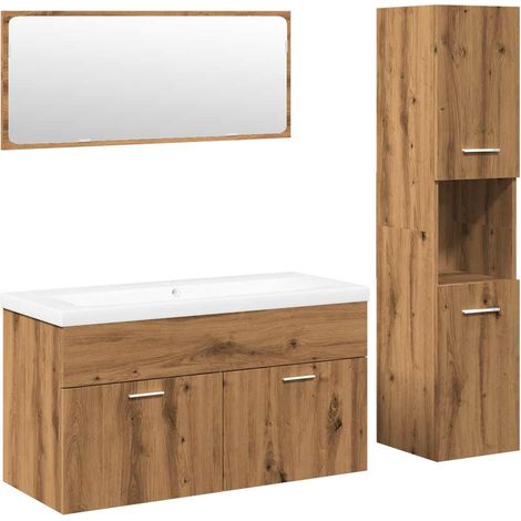 Maison Exclusive - 4-tlg. Badmöbel-Set Artisan-Eiche Holzwerkstof