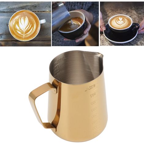 Tasse à latte art en acier inoxydable 304, style italien, avec graduations, bec verseur, 900 ml, or (1/5)