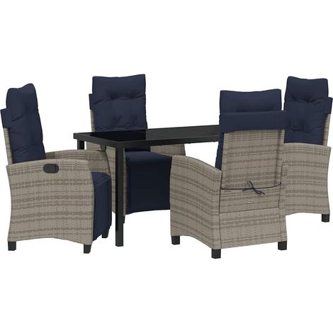 Maison Exclusive - Set da Pranzo per Giardino con cuscino 5 pcs Grigio polyrattan (1/5)