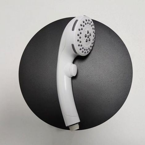 Pommeau de douche blanc chromé avec bouton d'arrêt, pommeau de douche à main, pommeau de douche simple, 1 pièce (1/5)