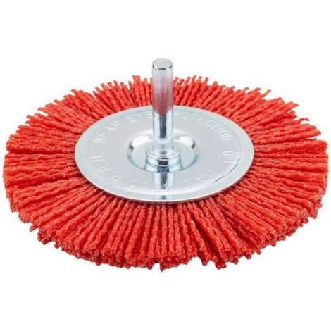 Brosse Circulaire - Brosse À Disque Nylon 100 Mm - Tige 6 Mm - Pour Nettoyage Sur Machine À Outils - 1 Pièce