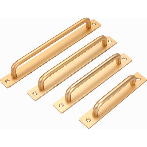 Poignées de tirage en aluminium 2 pièces, barre de porte coulissante style grange, poignée de douche et salle de bain, entraxe 128 mm, finition dorée. (1/5)