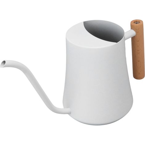 Arrosoir en acier inoxydable, style rétro, petit pot avec poignée en bois, pour intérieur et extérieur, 1000 ml, blanc (1/5)