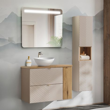 Set di mobili da bagno con lavabo Manoa cachemire 80cm (1/5)