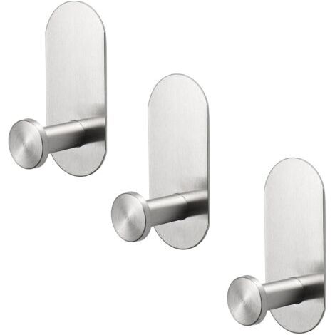 Sollbry Lot de 3 crochets adhésifs robustes pour serviettes/peignoirs, crochets de douche en acier inoxydable étanches, crochets muraux pour manteaux/vêtements sans perçage pour salle de bain, cuisine (1/4)