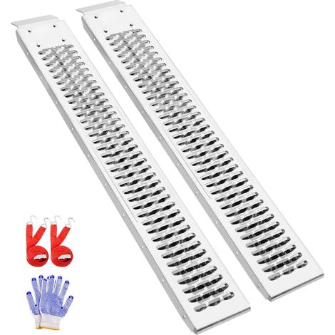 Rampe de Chargement 153 cm Antidérapant, Acier Rampe Remorque, Moto Capacité 440 kg Lot de 2 Inoxydable Stable Solide, Pour remorque, voiture, garage, moto électrique, E-Vélo, atelier, entrepôt (1/5)
