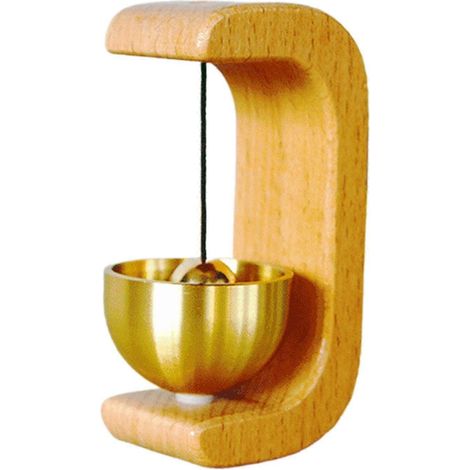 Clochette décorative en bois, carillon à vent, cloche en laiton, 3,3 x 2,5 x 7,4 cm, cadeau de pendaison de crémaillère, usage multiple-Yellow