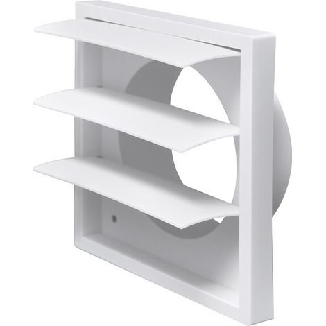 1 Lüftungsgitter (weiß) mit einer Öffnung von Ø 125 mm, mit beweglicher Klappe, Lamellen und Rückschlagventil. Hergestellt aus ABS-Kunststoff. (1/2)