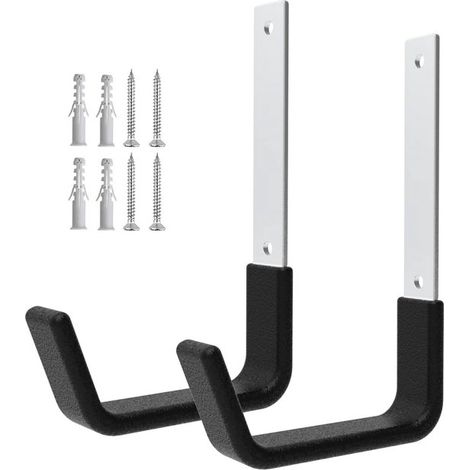 Paquete de 2 ganchos de acero inoxidable para herramientas de garaje y jardín con capacidad de carga de 50 kg. (1/5)