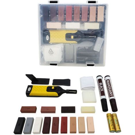 Kit de Réparation Parquet Sol - Cire en Différentes Couleurs pour Réparations Stratifié Laminé - Outil Retouche Rayure