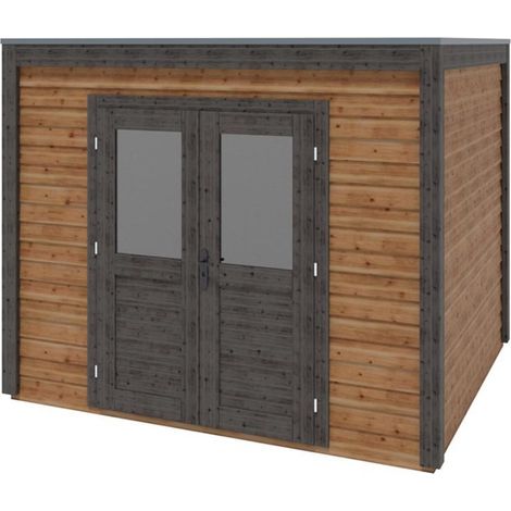 Abri de jardin en bois Sora 3.09x2.59m - 8m2 - Ep. 28mm - Traité (1/3)
