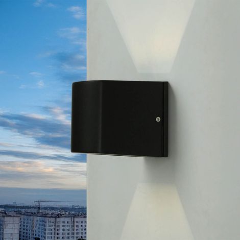 Außenleuchte Schwarz IP44 Aluminium Glas G9 Up Down Fassadenstrahler Wandlampe