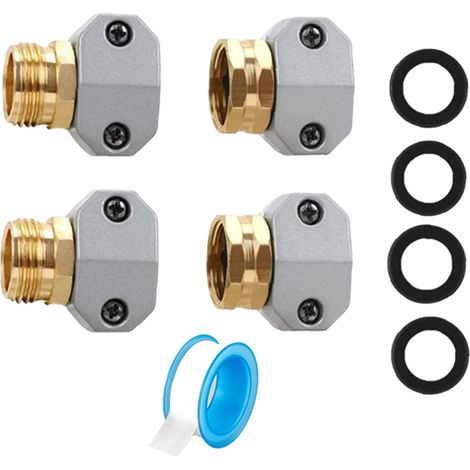 Kit de réparation pour tuyau d'arrosage jicheng, raccords de réparation compatibles 3/4 pouce et 5/8 pouce avec rondelles en caoutchouc, réparateur d'extrémité, 2 ensembles (1/5)