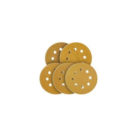 Lot de 100 disques abrasifs 125mm – Assortiment grains 40/60/80/120/240 – Oxyde d'aluminium pour ponçage bois et métal – Pré-perforés pour aspiration - 100pcs (1/4)