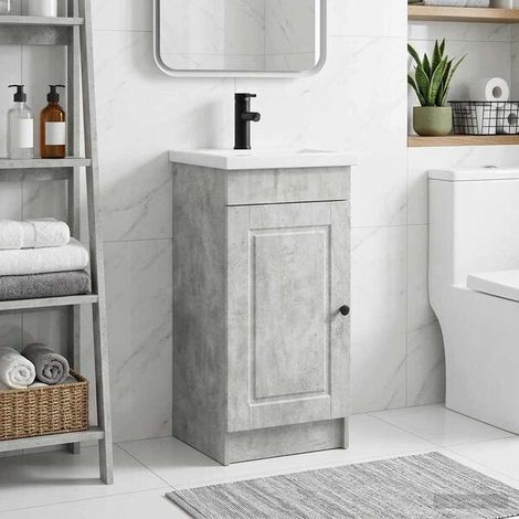 Meuble de salle de bain avec évier Gris béton 42 x 40 x 84,5 cm, Meuble Mural, Design Moderne (1/5)