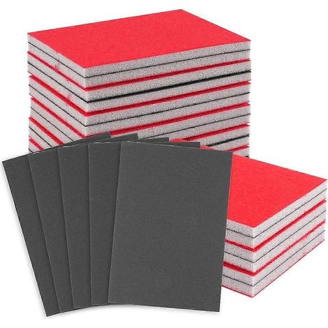 Ensemble de 24 éponges à poncer, papier de verre à sec et à l'eau grain 80-3000, éponge à poncer flexible pour bois, tampons de ponçage professionnels (1/5)