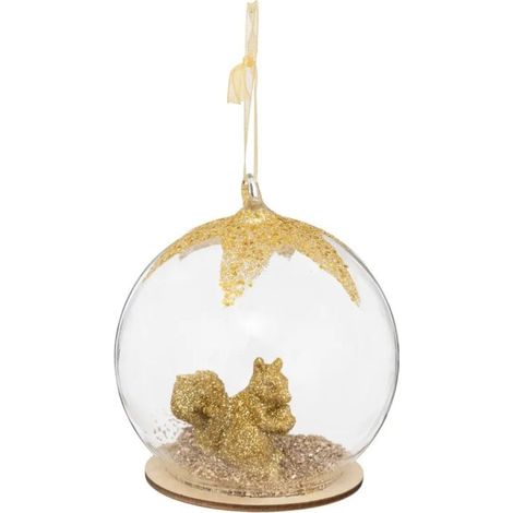 Paris Prix - Boule De Noël En Verre ecureuil 8cm Or