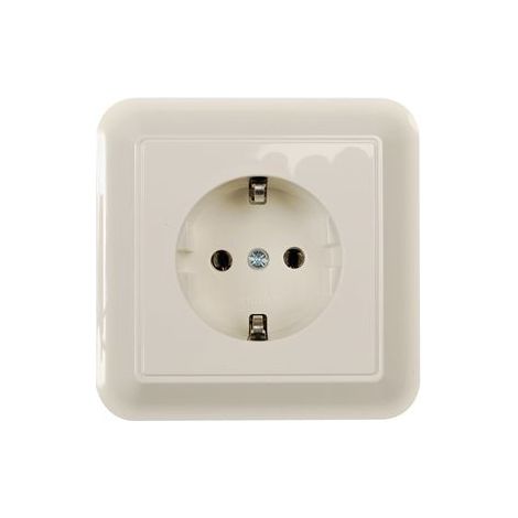 Prise SCHUKO Merten avec plaque compl. ATELIER blanc polaire brillant insert