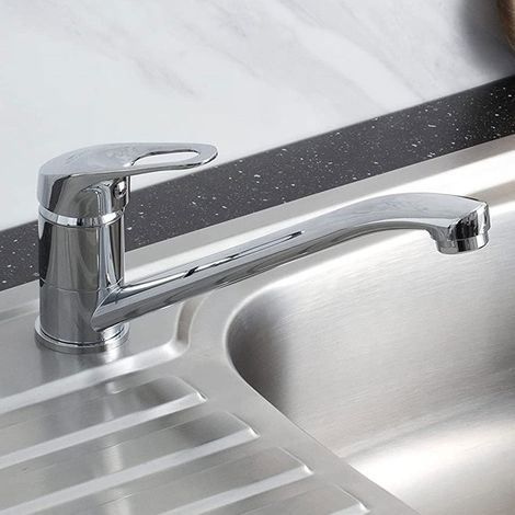Bristan Motorhome Caravan Mixer Tap Single Lever Long Spout Modern Chrome +Flexi