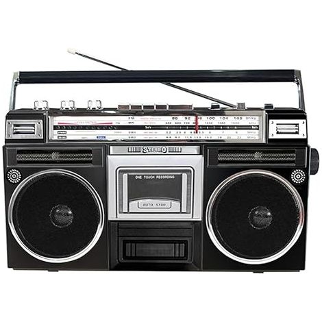 Portable Retro Boombox mit CD und Kassettenspieler, Portable Dab Radio mit FM und DAB+ Radio, Bluetooth Empfänger+Lautsprecher (schwarz)