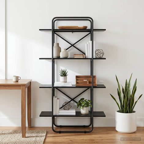 vidaXL Étagère 4 niveaux 60 x 35 x 140 cm PB Chêne noir (1/5)