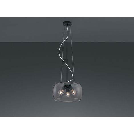 Ausgefallene LED Pendelleuchte mit Rauchglas Lampenschirm, Ø 40cm (1/5)
