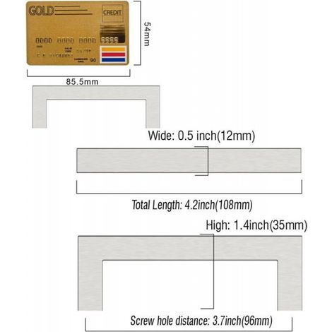 Poignée Meuble - Acier Inoxydable - Entraxe 96 mm - Pour Placards Tiroirs Portes - Lot de 15 (1/5)