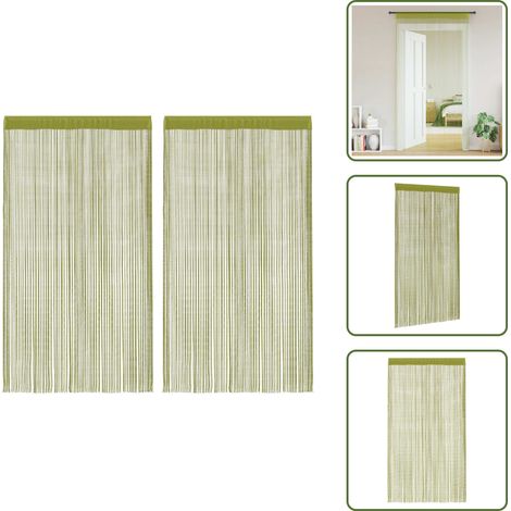 Fadenvorhänge 2 Stk. 140 x 250 cm Grün - Fensterdeko - Vorhänge Grün - Gardinen Günstig - Wohnaccessoires - Wohnzimmer Deko (1/5)