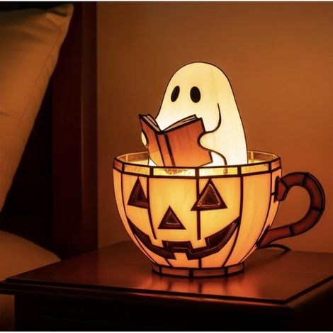 Lampe de lecture Halloween fantôme – Lumière blanche – Lampe citrouille fantôme décorative – Pour bureau, chambre et décoration Halloween (1/5)
