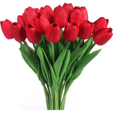 Lot de 10 tulipes artificielles pour la décoration de bouquets de mariée - Lot de 10 tulipes artificielles pour la décoration de bouquets de mariée