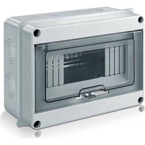 Outdoor Waterproof Electrical Box, IP65 Surface Mount Distribution Box, 8 Modules with Terminals, ABS Plastic Surface for Outdoor Use (8 MODULES) (1/5)