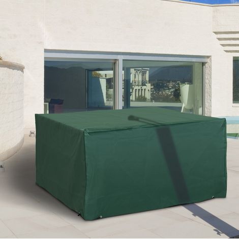 Funda protectora jardín 135x135x75 cm 600D Oxford verde, impermeable anti-UV, 8 ojales + cuerda (1/5)