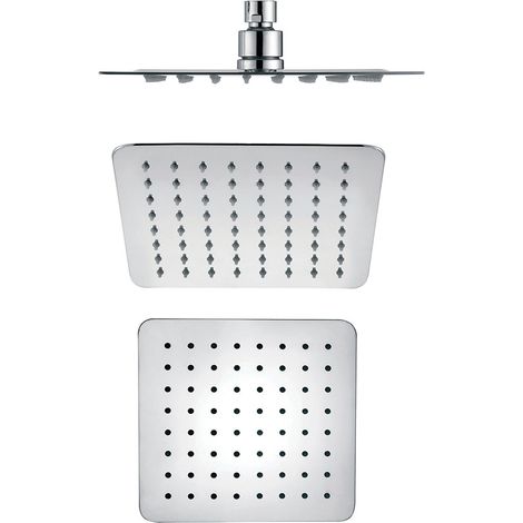 Soffione doccia quadrato acciaio inox 2 mm spessore effetto pioggia varie misure bagno misure 200x200x2 mm 64 ugelli - confezione 1 (1/2)