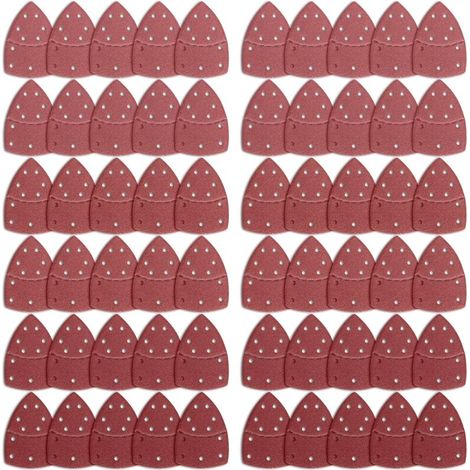 60 Feuilles Abrasives pour Ponceuse,Triangles Papier Poncage Ponceuse Mouse,Papier Abrasif pour Ponceuse à Souris pour Ponceuses Bosch Multi-Sander,11 trous assortis Grain 40/60/80/120/180/240