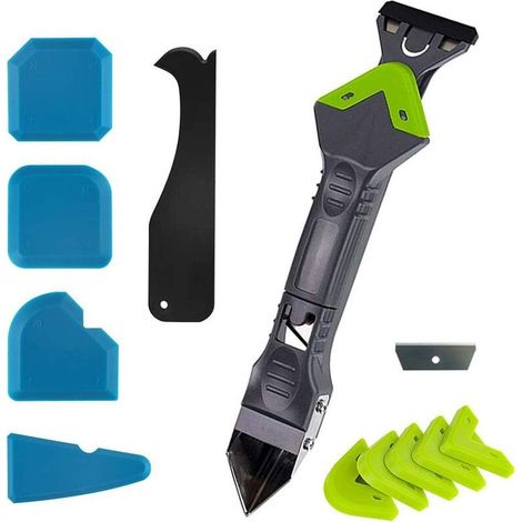 Lisseur Joint Silicone, Nouvelle Mise à Niveau grattoir d'angle de Colle de Verre de calfeutrage, grattoir de coulis d'outil de Finition de Mastic de Silicone 11 Pièces Set (1/5)