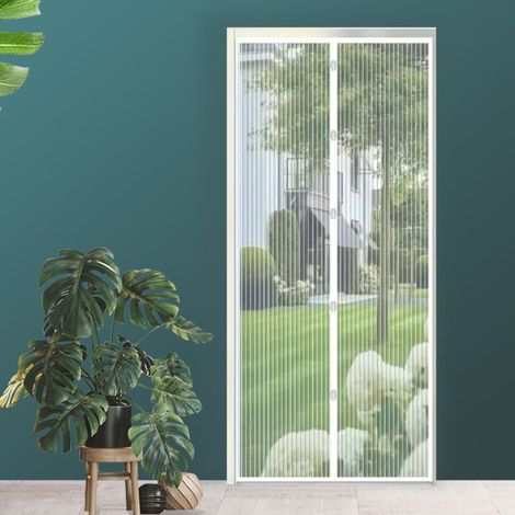 Rideau moustiquaire magnétique pour porte — 90 x 210 cm, rayures noires. Fermeture automatique magnétique puissante, installation sans perçage. Adapté aux portes de balcon et de chambre. (1/5)