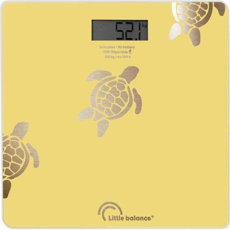 PESE PERSONNE VERRE USB-R TORTUES SABLE 180 KG/100G LITTLE BALANCE - 8731 (1/2)