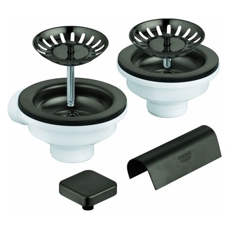 Grohe Zubehör - Ablaufgarnitur für Doppelspüle, Hard Graphite gebürstet 40999AL0 (1/2)