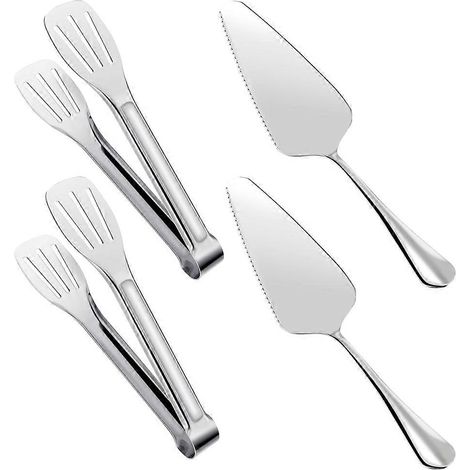 4 pièces cuisine cuisson pinces et acier inoxydable gâteau trancheuse avec Serrated bord pour Cuisine fête et mariage (1/5)