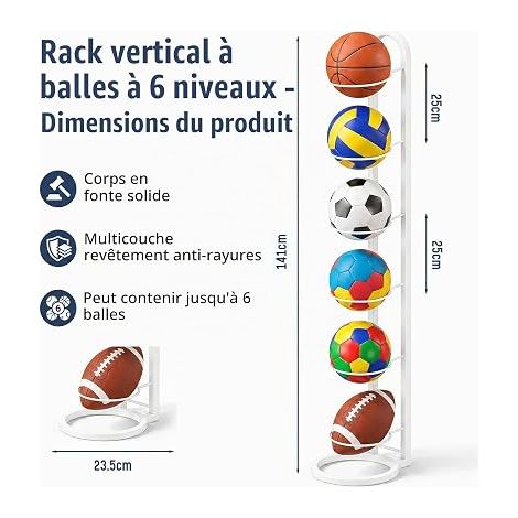 Ball Holder Removable and Space-Saving Ball Storage Locker Sturdy Storage Shelf for Basketball Football and Volleyball (1/4)