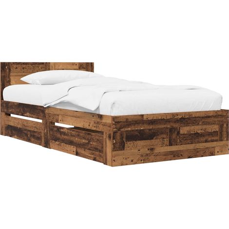 Bed Frame with Headboard Old Wood 80 x 200 cm Engineered Wood vidaXL