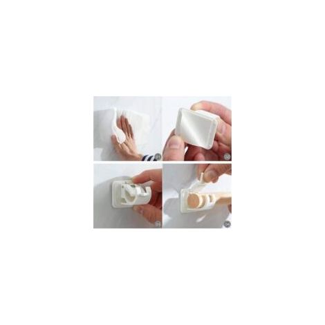 Supporto per asta per tende, gancio autoadesivo per asta per tende, gancio a parete e fissaggio, facile installazione, ABS, 4 pezzi - Crezuo