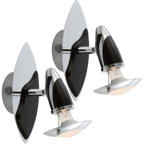 Spot applique murale couloir lampe de lecture salon, acier fer argent noir, 1x douille E14, HxL 20x17 cm, lot de 2 (1/5)