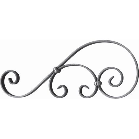 Volute en S inégale coupe droite - Hauteur 470mm Largeur 180mm Plat lisse 20x6mm - Fer forgé - À souder - DECO FER FORGE