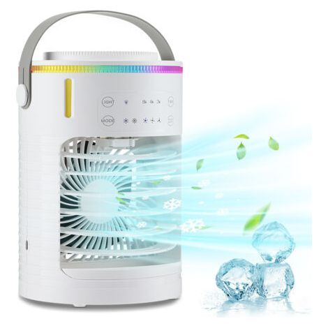 Tragbarer Klimaanlagen-Ventilator mit 2-8 Stunden Timer, Mini-Kühlventilator mit 7-farbigem LED-Licht (1/5)