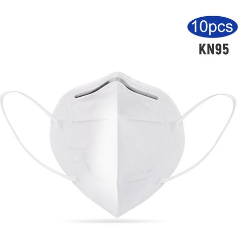 Masque de protection respiratoire KN95 jetable avec élastiques autour des oreilles, filtration 95%, lot de 10
