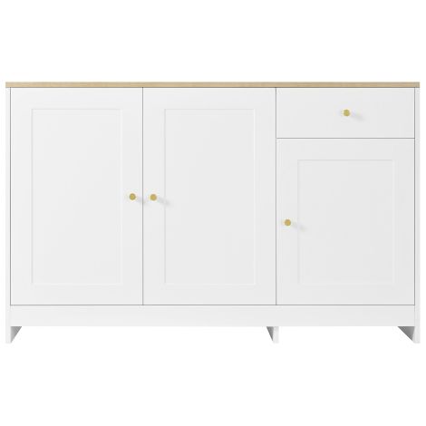 Buffet 120x40x75 cm commode pouvant servir de buffet pour le salon et la salle à manger naturel et blanc (1/5)