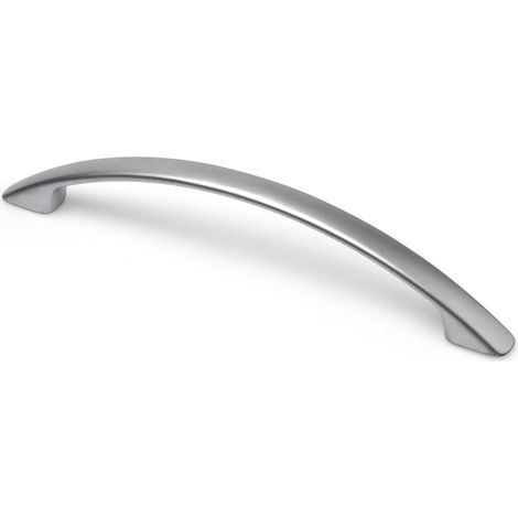 Asa de zamak con acabado cromo mate, dimensiones:153x11x28mm y entrepuntos:128mm -