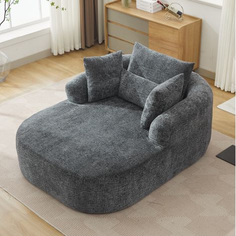 Chaise longue convertibile grigia in velluto a coste, divano letto 1 posto con braccioli (1/5)