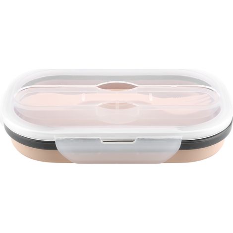 Zusammenfaltbare Lunchbox aus lebensmittelechtem Silikon, rechteckiger tragbarer Aufbewahrungsbehälter (Aprikose) (1/5)